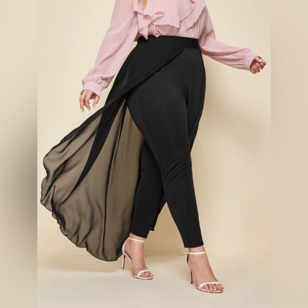 Leggings with a chiffon overlay - Picture 2 of 11